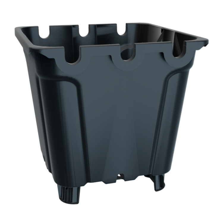 Flowerpot GR. Black Square with Support and Guide