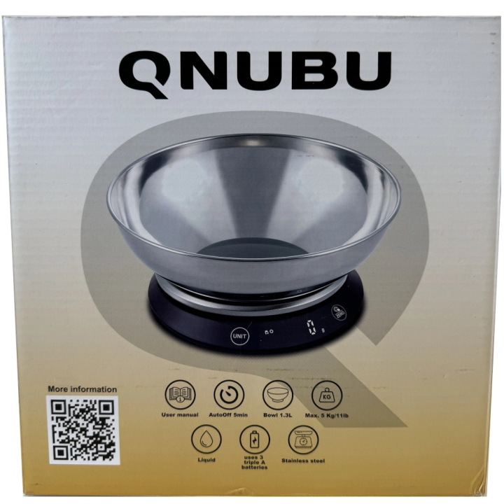 Digital Scale with Bowl - Qnubu - Equal Bowl - (1g to 5000g - 1ml to 5000ml)