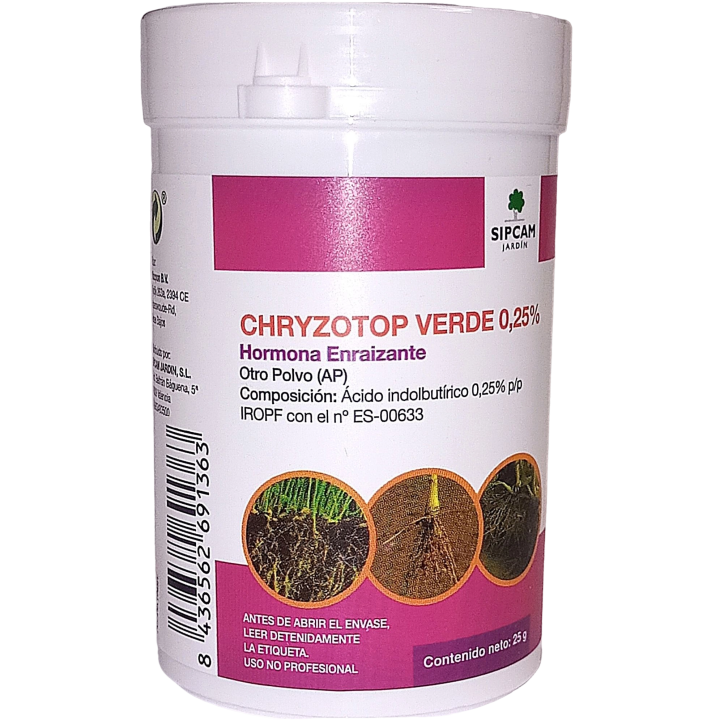 Sipcam Jardín Chryzotop Verde 25gr (Hormona Enraizante) Acido Indolbutírico 0,25% AP
