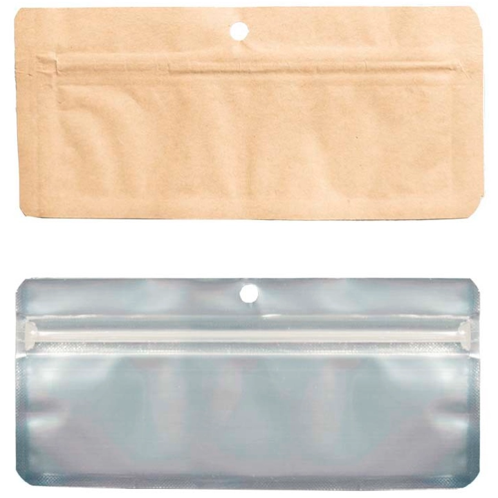 Edibles Kraft Anti-odor Zip Bags 15x7cm (Pack 50 uts)