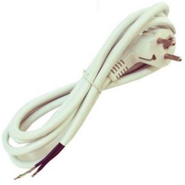 White Cable + Injected Plug 3x1.5mm 2m
