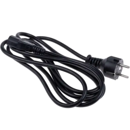 Black 3x1.5mm Cable with Schuko Plug + IEC C13 Female Connector 2m