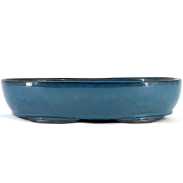 Blue Oval Enameled Pot 42 x 29 x 9 cm